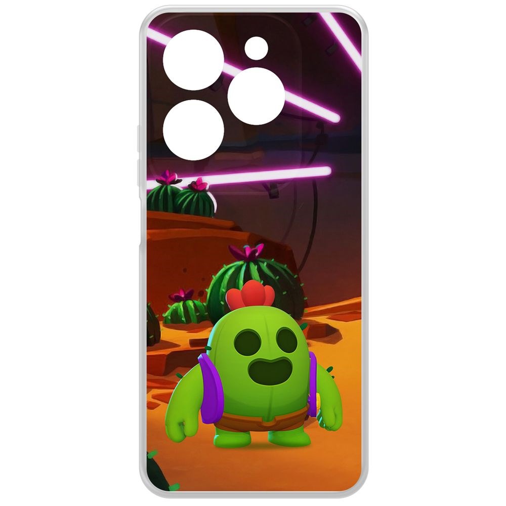 

Чехол-накладка Krutoff Clear Case Brawl Stars-Спайк для Infinix Hot 40, Прозрачный