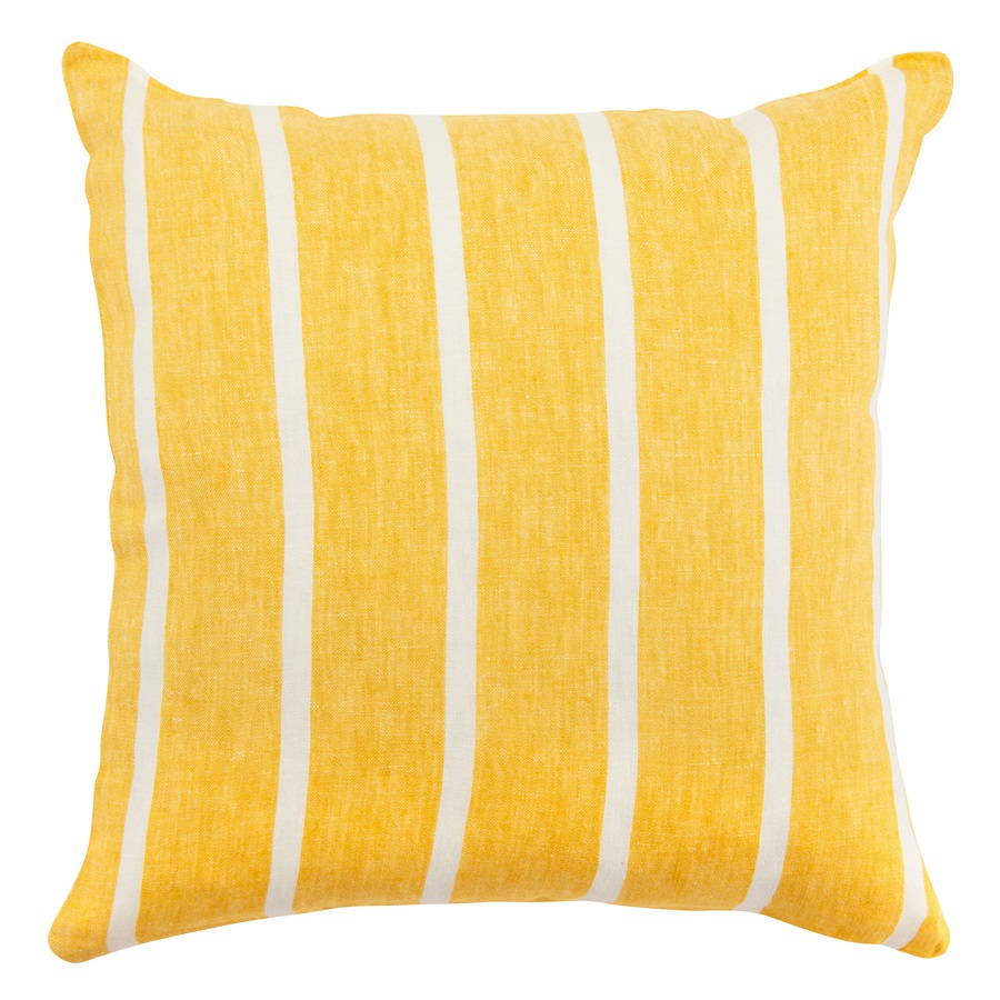 фото Чехол на подушку декоративный в полоску горчичного цвета из коллекции essential, 45х45 см tkano