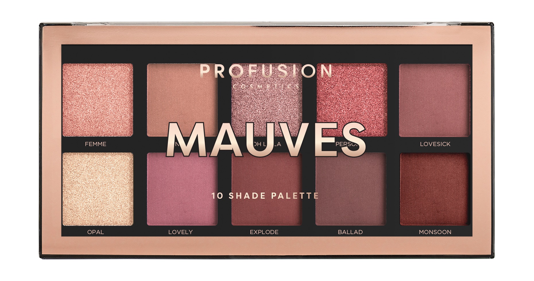 Тени для век PROFUSION Mauves 10 Shade Palette, 110г