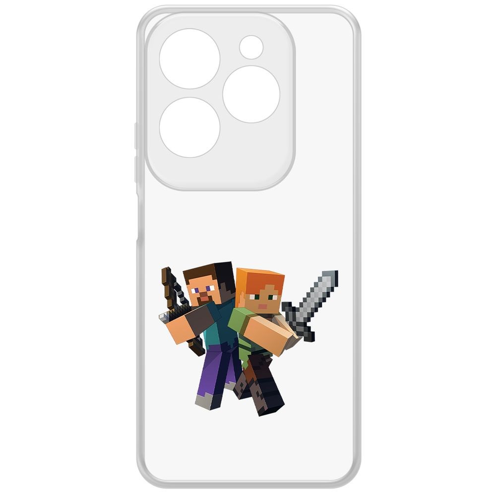 

Чехол-накладка Krutoff Clear Case Minecraft-Стив и Алекс для Infinix Hot 40, Прозрачный