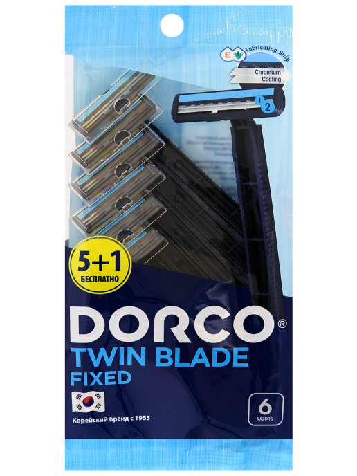 Станок для бритья Dorco Twin Blade Fixed 6 Pack, 70г станок для бритья il ceppo mach3 каучуковая смола рукоять серый перламутровый