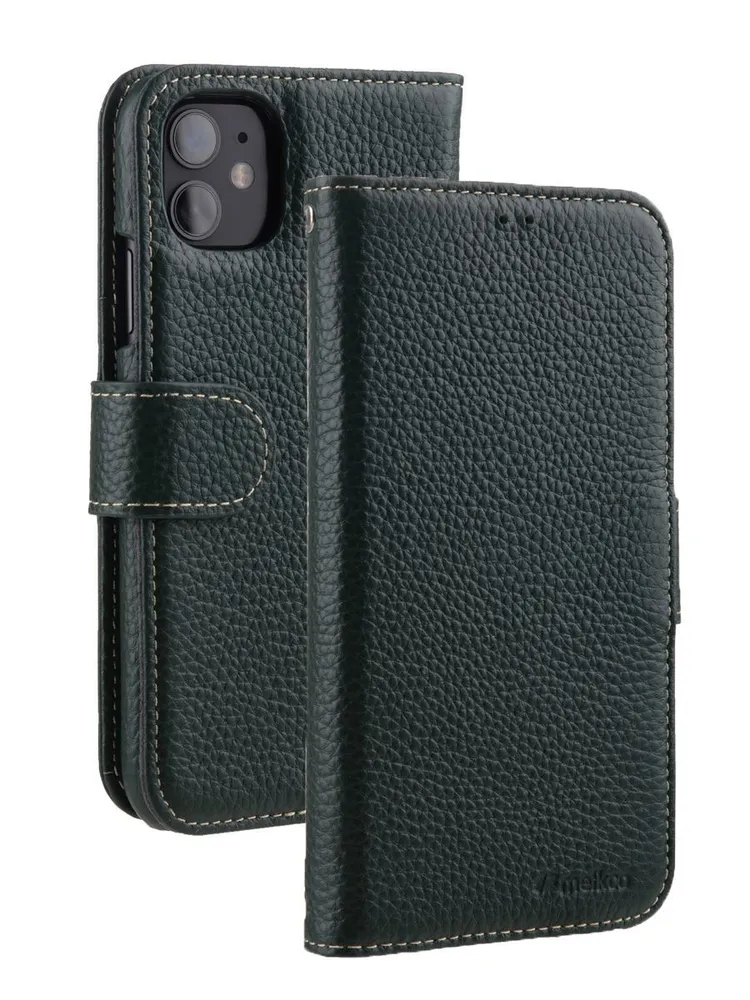 

Кожаный чехол книжка Melkco Wallet Book Type для Apple iPhone 11 темно-зеленый