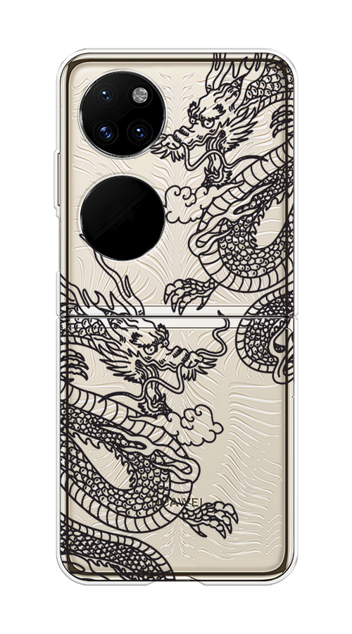 

Чехол на Huawei P50 Pocket "Два китайских дракона", Серый;черный, 6107450-1