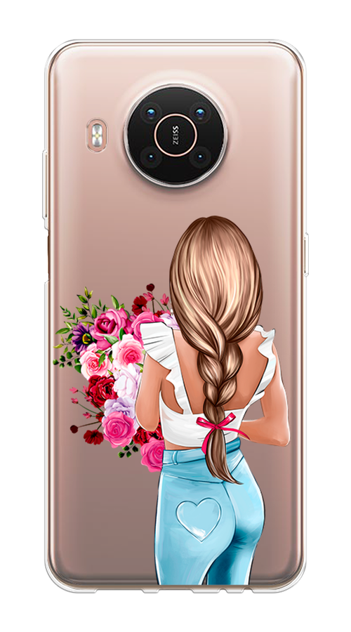 

Чехол на Nokia X20/X10 "Девушка с цветами", Коричневый;розовый;голубой, 124250-6