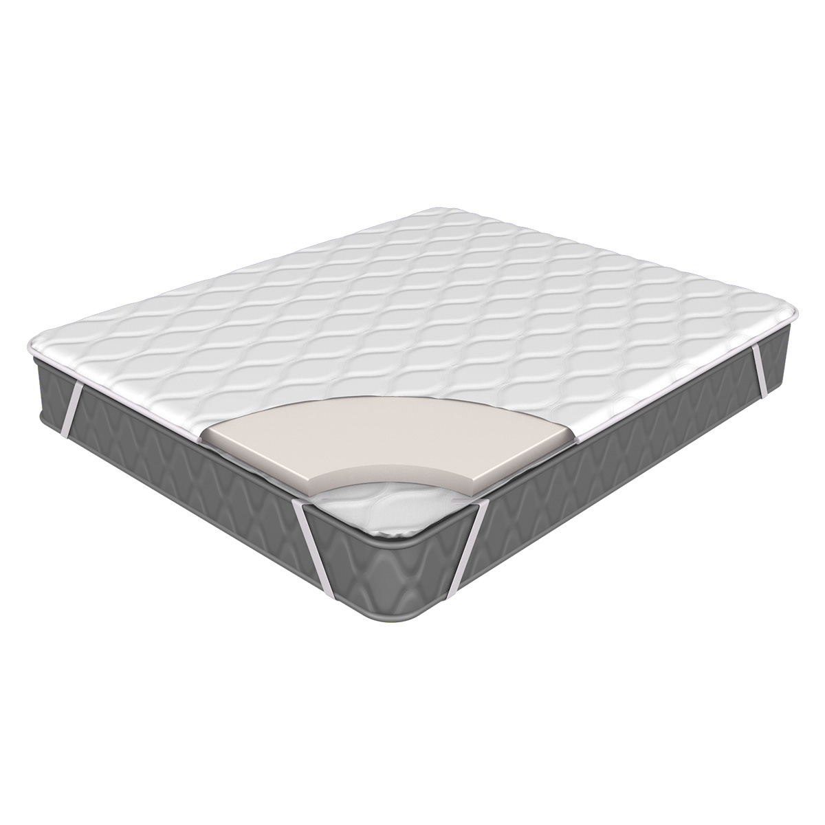 

Топпер Класс Матрас Memory 6x120x190 см с эффектом памяти стеганый жаккард, Белый, MEMORY