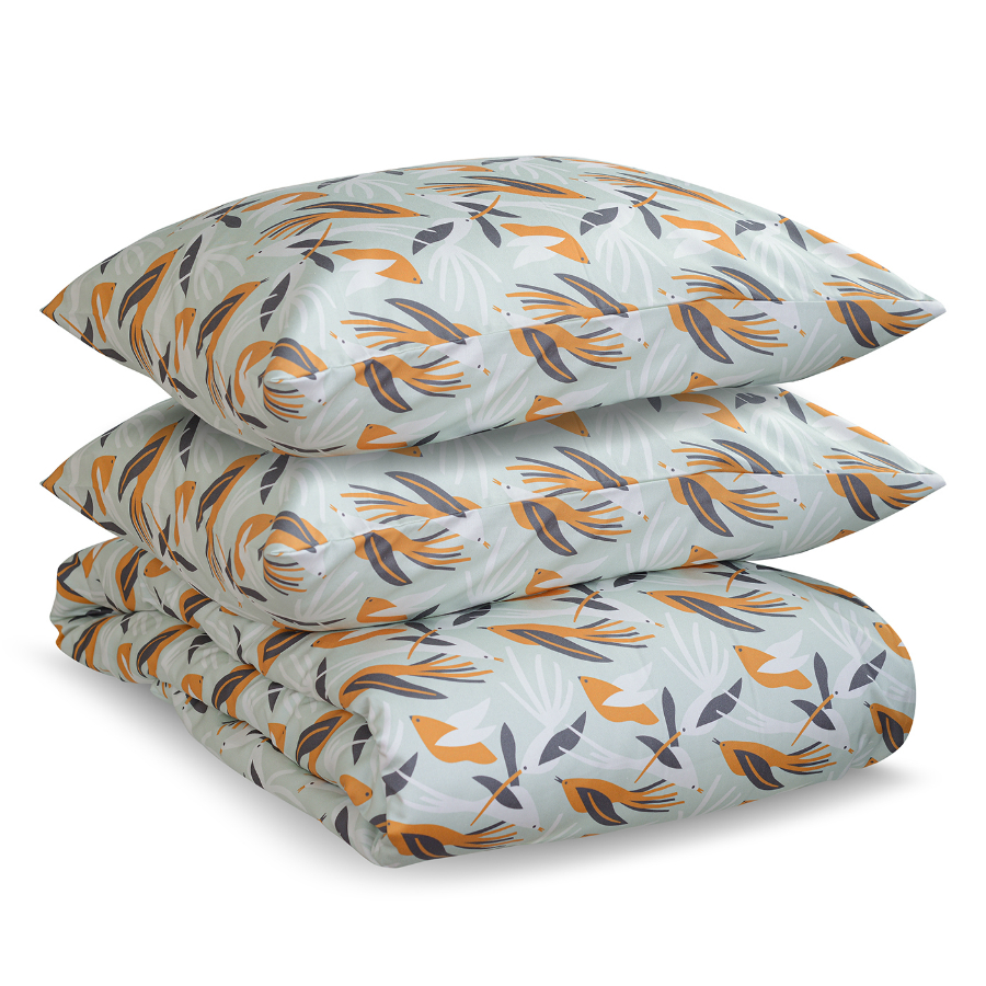 фото Комплект постельного белья из сатина с принтом birds of nile из коллекции wild, 150х200 см tkano