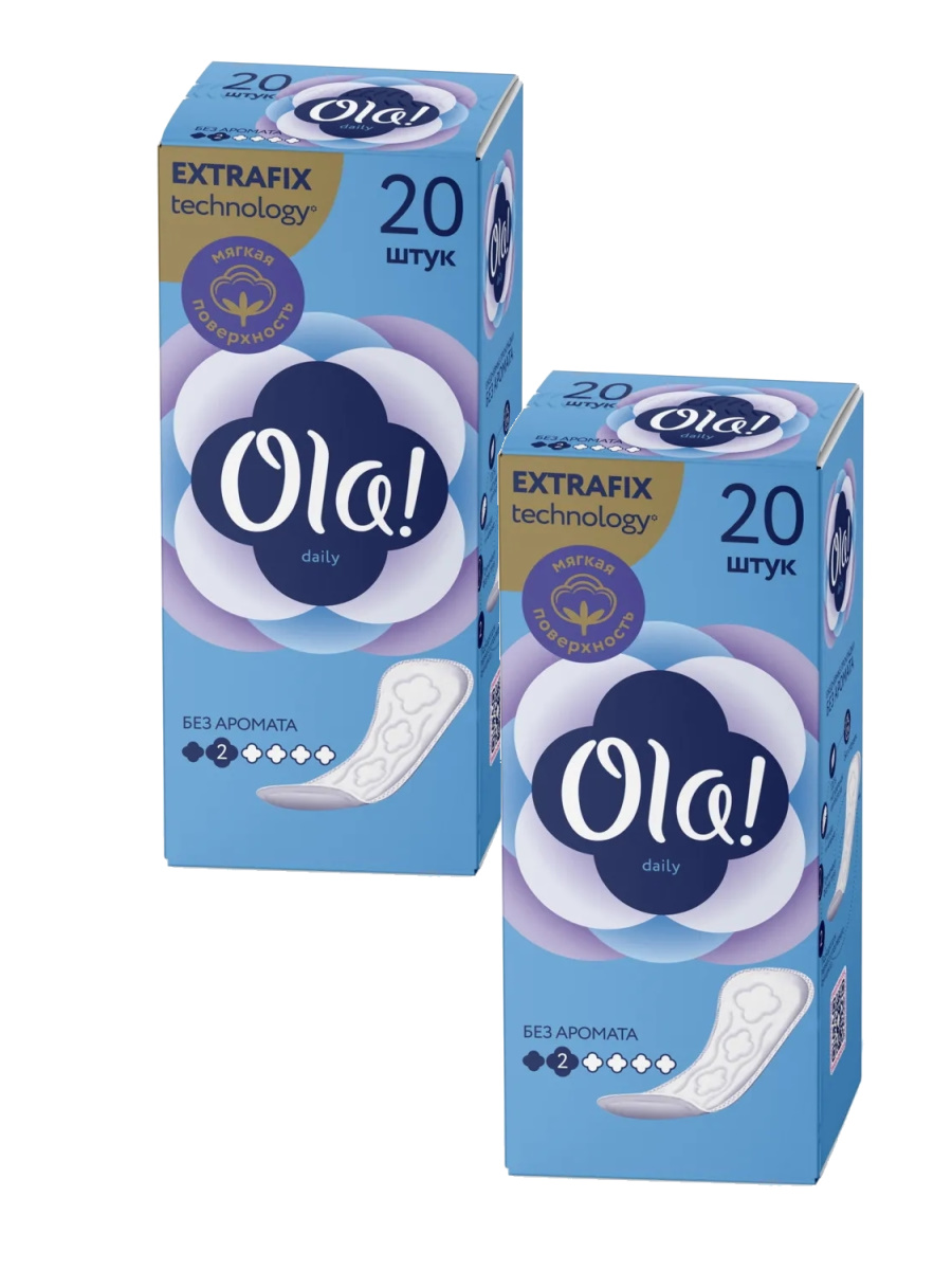 Комплект Ola! DAILY Прокладки  впитывающие на каждый день 20 шт/упак. х 2 упак. комплект прокладки женские гигиенические клинса ежедневные 20 шт уп х 5 упак