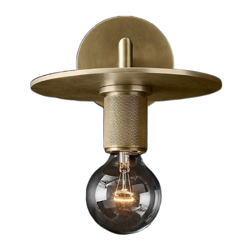 Бра ImperiumLoft RH Utilitaire Knurled Disk Shade Sconce Brass