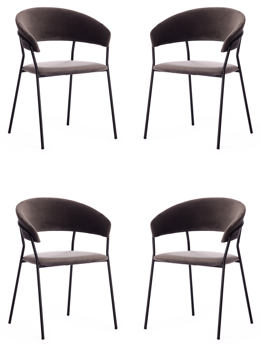 

Комплект кресел (4 шт.) Tetchair TURIN, металл, вельвет, серо-коричневый, черный, TURIN