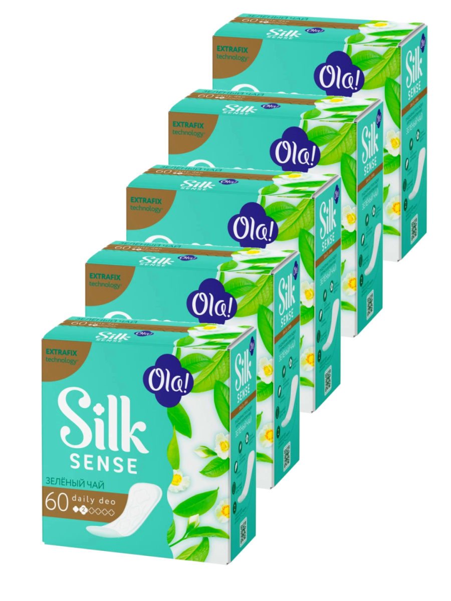 

Комплект Ola! SILK SENSE DAILY DEO Прокладки впитыв. Зеленый чай 60 шт/упак.х5 упак., Комплект Ola! SILK SENSE DAILY DEO Прокладки женс. гигиен. впитыв. Зеленый чай 60 шт/упак.х5 упак.