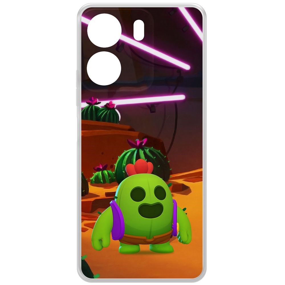 

Чехол-накладка Krutoff Clear Case Brawl Stars-Спайк для Xiaomi Poco C65, Прозрачный