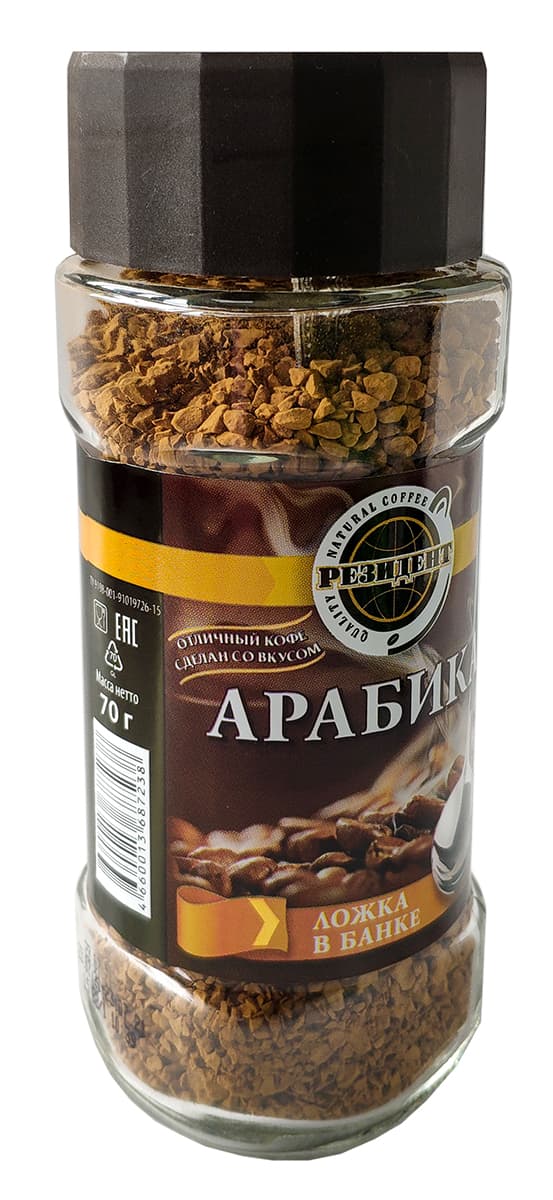 

Кофе Резидент "Арабика" растворимый ст/б с ложкой 70 г