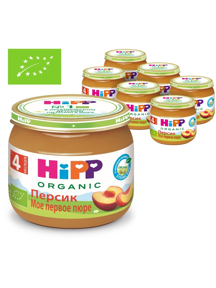 Фруктовое пюре HiPP персики, мое первое пюре, 4 мес, 80/6