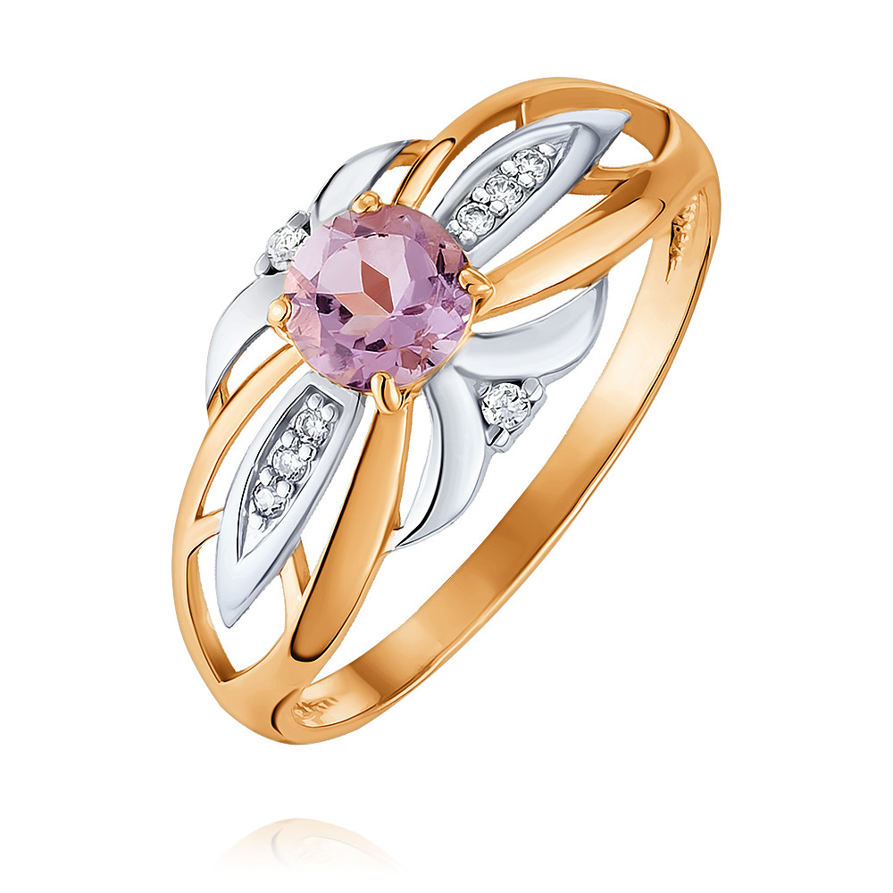 

Кольцо из золота р.  ADAMAS 14039419/01-А50Д-653, аметист\фианит, 14039419/01-А50Д-653