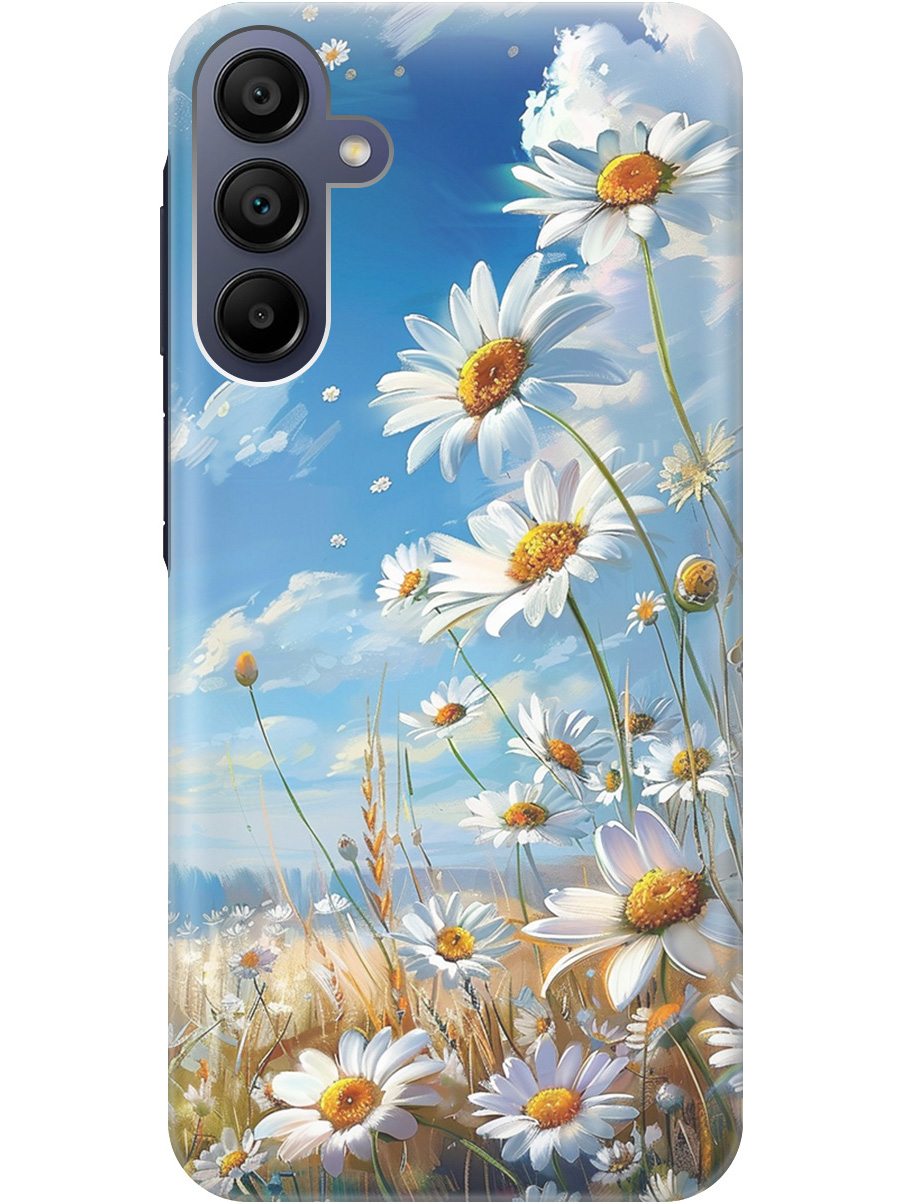 

Силиконовый чехол на Samsung Galaxy A15 с рисунком "Ромашки на поле", Белый;синий, 20012167