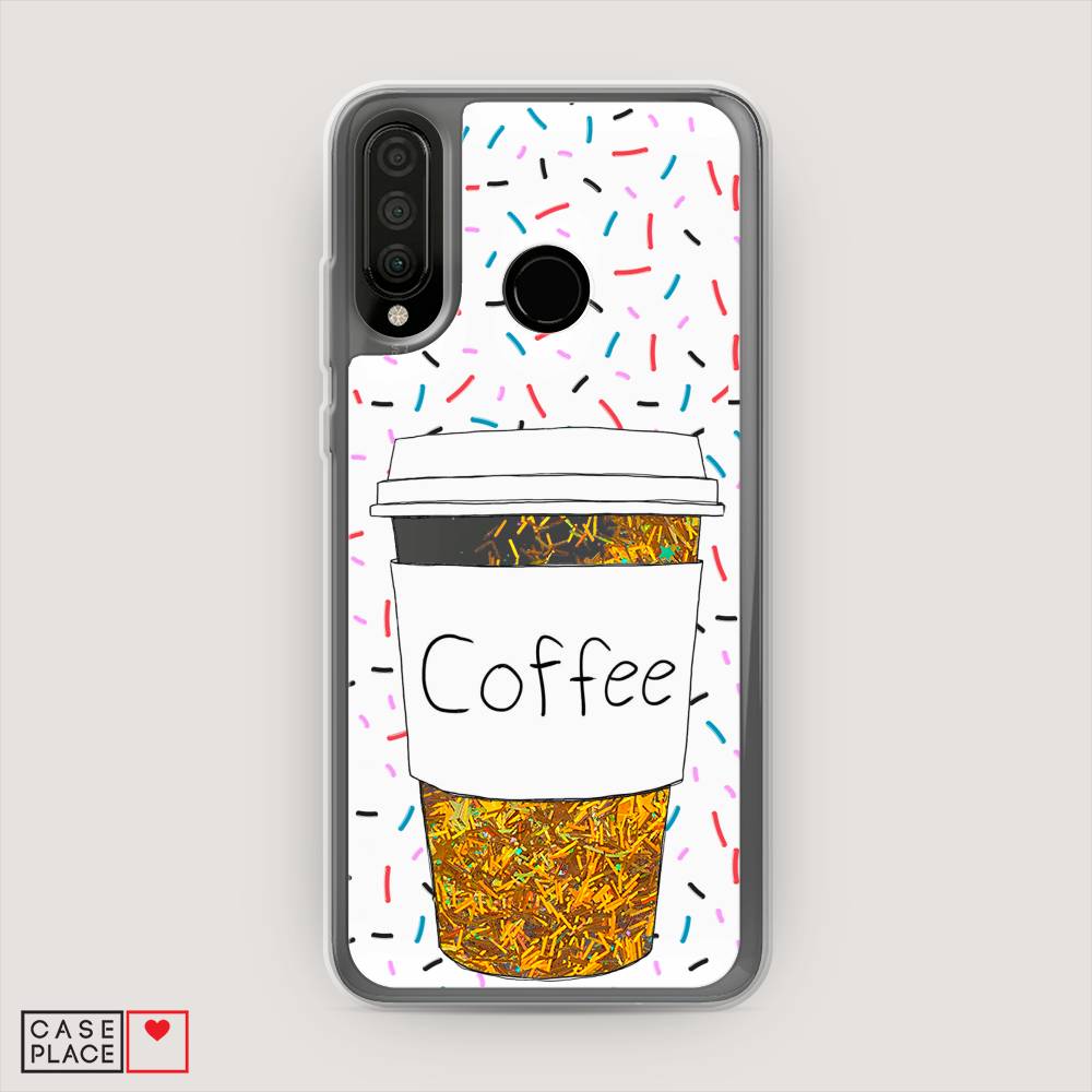 фото Чехол awog "coffee прозрачный стакан" для huawei p30 lite