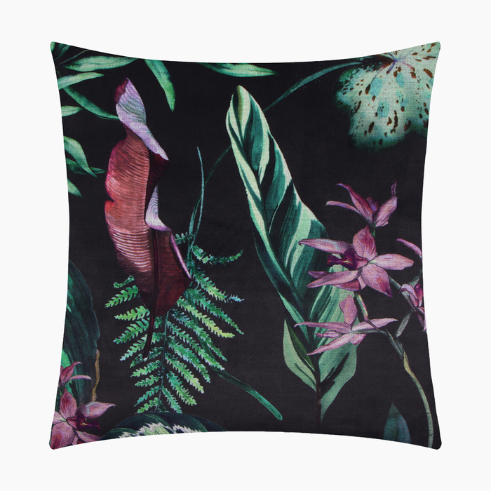

Чехол на подушку Этель Tropical leaves 45х45см, 100%п/э, велюр, Черный