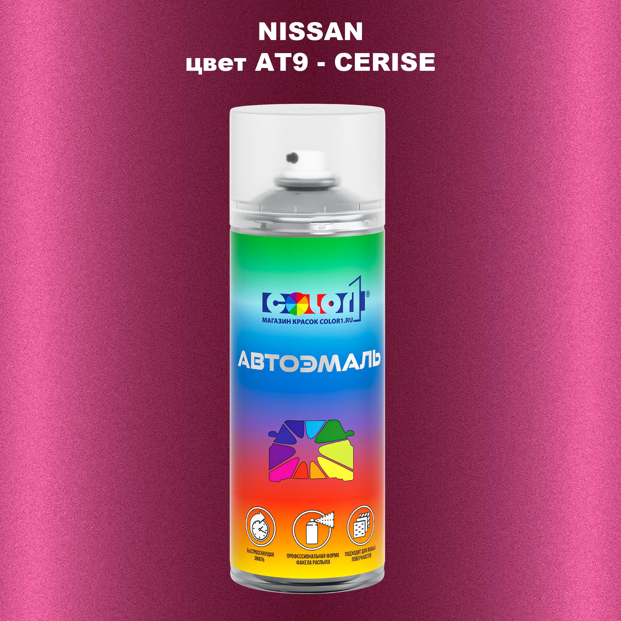 

Аэрозольная краска COLOR1 для NISSAN, цвет AT9 - CERISE, Прозрачный