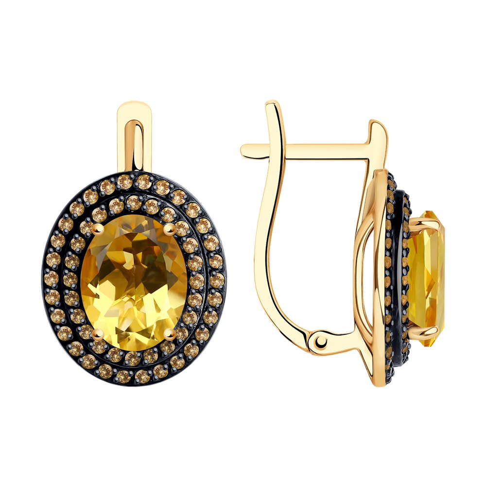 

Серьги из красного золота SOKOLOV 728054, фианит/цитрин, 728054