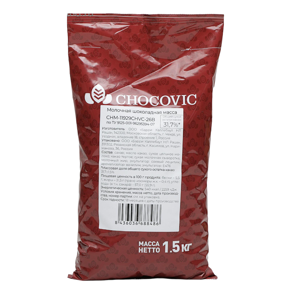 

Шоколадные капли Chocovic из молочного шоколада 33% 1,5 кг
