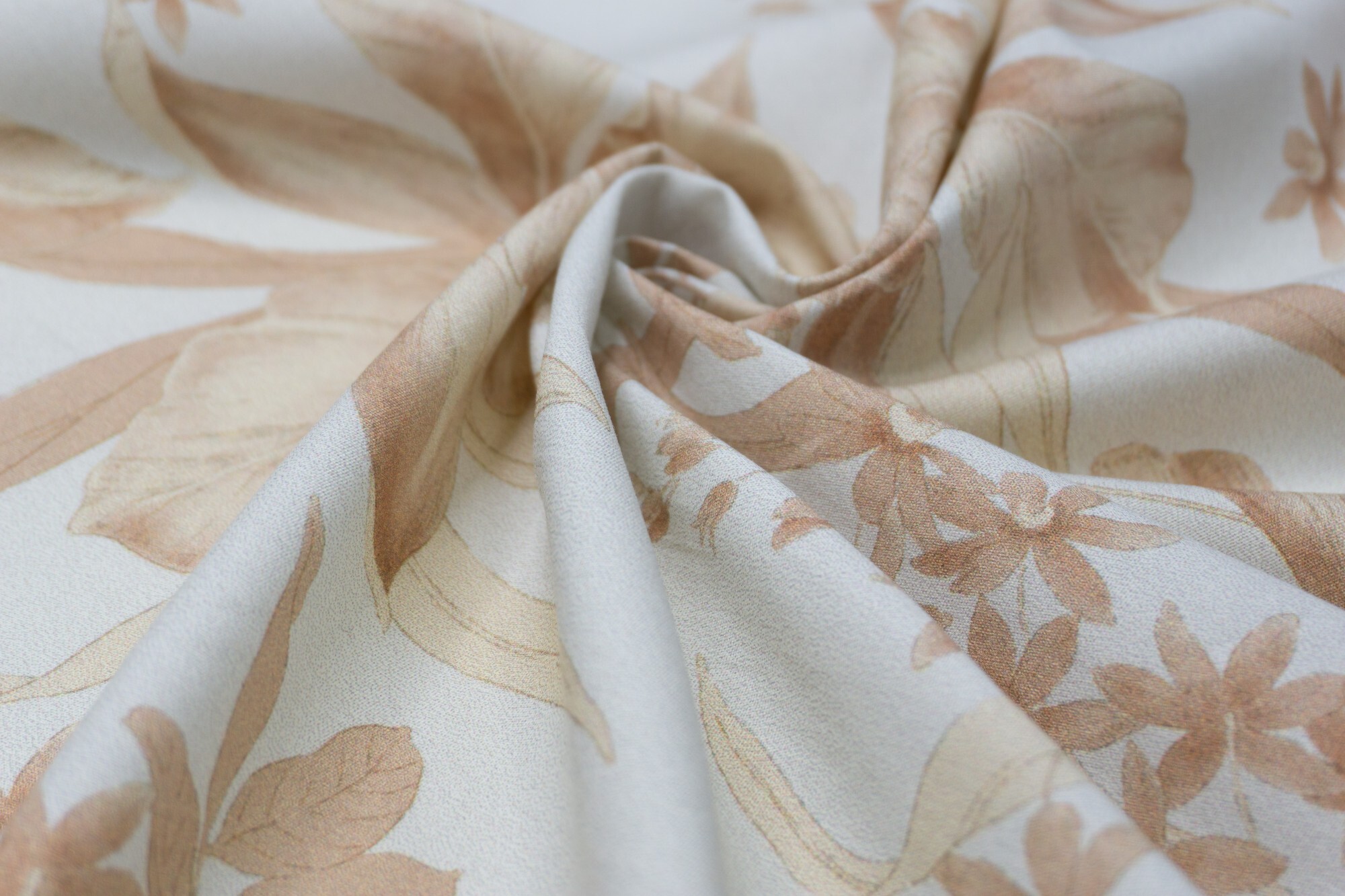 

Ткань UNOFABRIC E146 хлопок с эластаном пастельные цветы, Бежевый