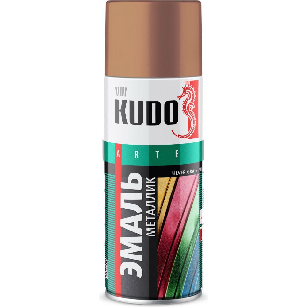 Краска аэрозоль KUDO ku-1058 металлик шоколад 520 мл аэрозольная акриловая краска металлик kudo ku c201 глиттер 520 мл золото