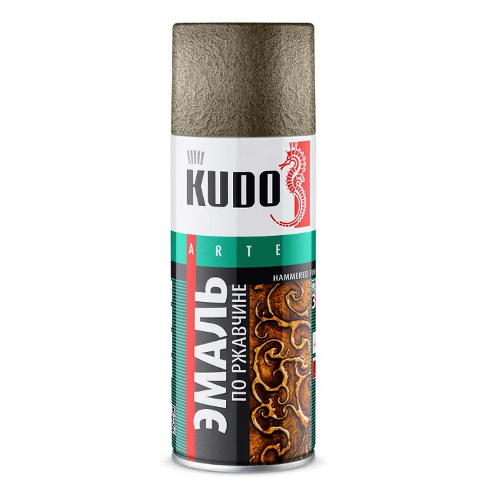 Краска аэрозоль по ржавчине KUDO молотковая серебристо-серо-коричневая 520 мл  ku-3005 универсальная эмаль аэрозоль kudo