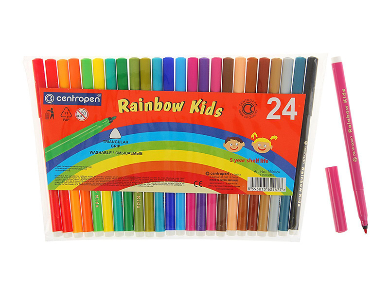 Centropen набор фломастеров Rainbow Kids (7550), 18 шт.. Фломастеры 24 цвета "Rainbow Kids", ПВХ. Centropen набор фломастеров Rainbow Kids (7550), 24 шт.. Giotto набор фломастеров Decor Metal, 5 шт..