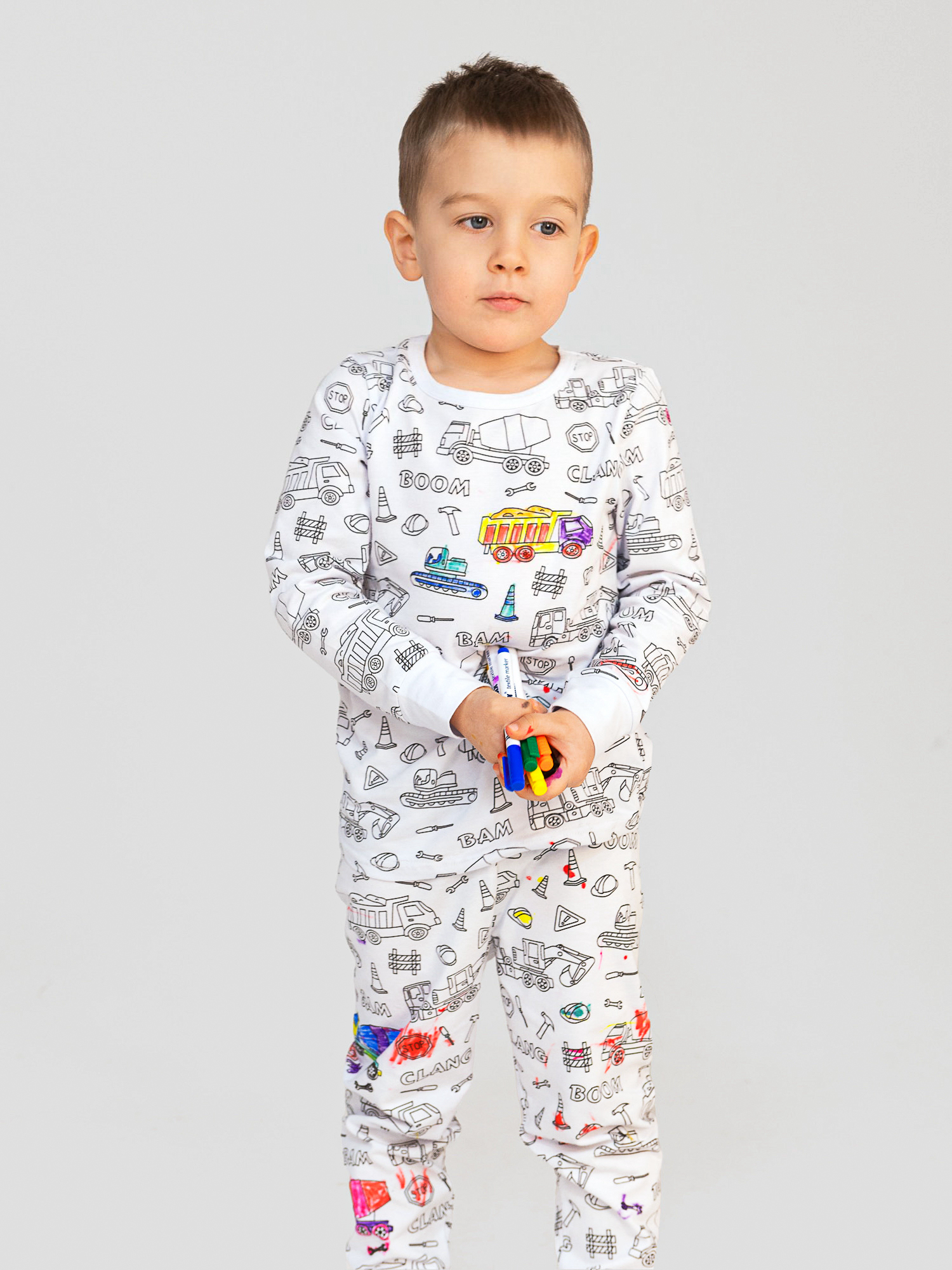 Пижама детская ЛедиДи Техника, белый, 110