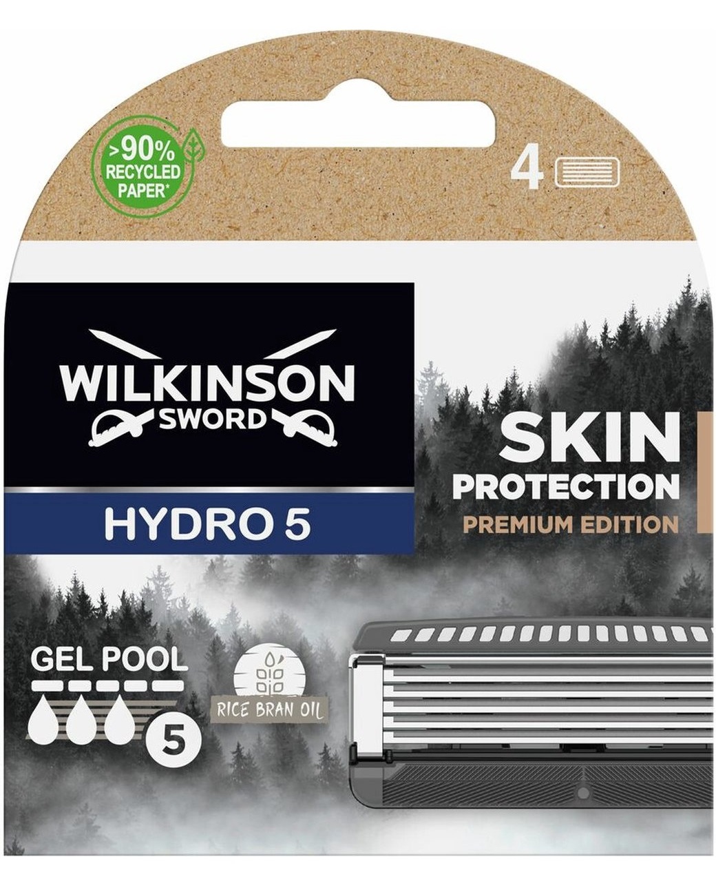 Сменные кассеты для бритв SENSE Wilkinson Sword Hydro 5 Skin Premiun Edition, 4 шт сменные лезвия vintage для станка quattro 4 шт wilkinson sword schick quattro vintage