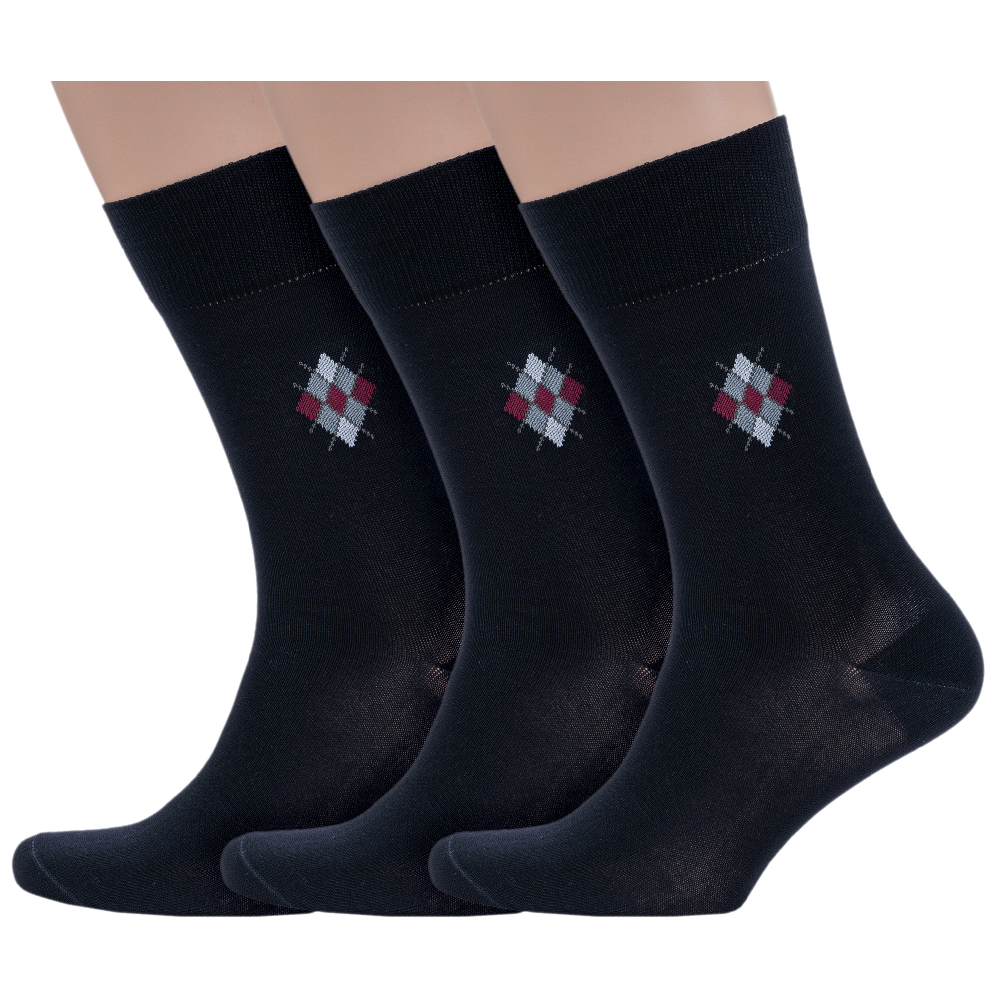

Комплект носков мужских Grinston socks 3-15D4 черных 27, Черный, 3-15D4