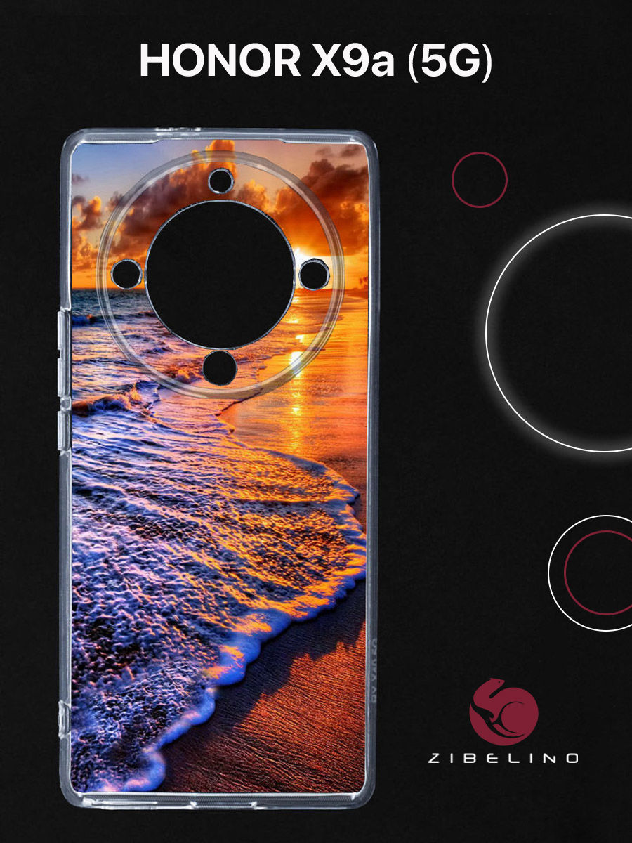 

Чехол Для Honor X9A (5G) Прозрачный С Рисунком, С Защитой Камеры С Принтом Закат На Берегу, ZUTCP-HON-X9A