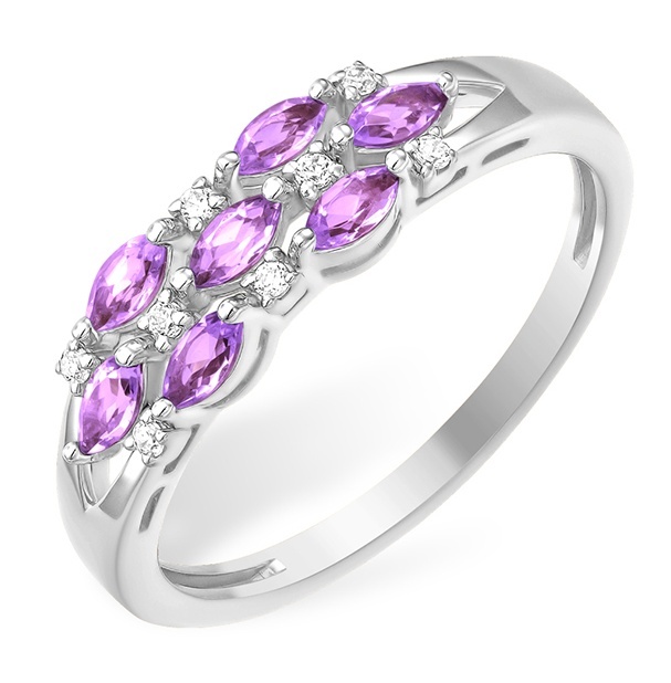 

Кольцо из серебра р.  Kari Jewelry 230886, аметист/фианит, 230886