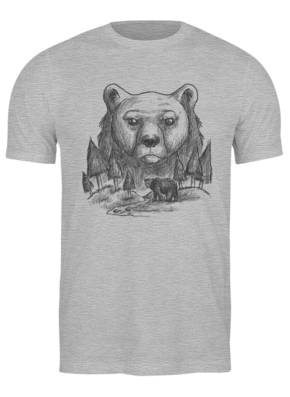 

Футболка мужская Printio Bear here серая XL, Серый, Bear here