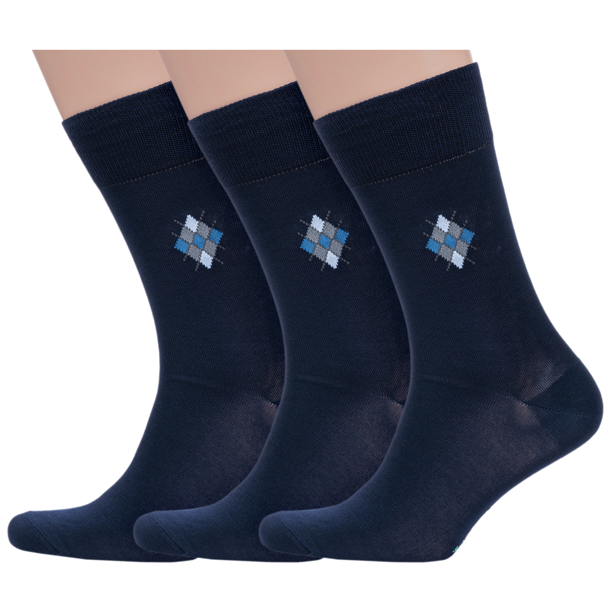 

Комплект носков мужских Grinston socks 3-15D4 синих 25, Синий, 3-15D4