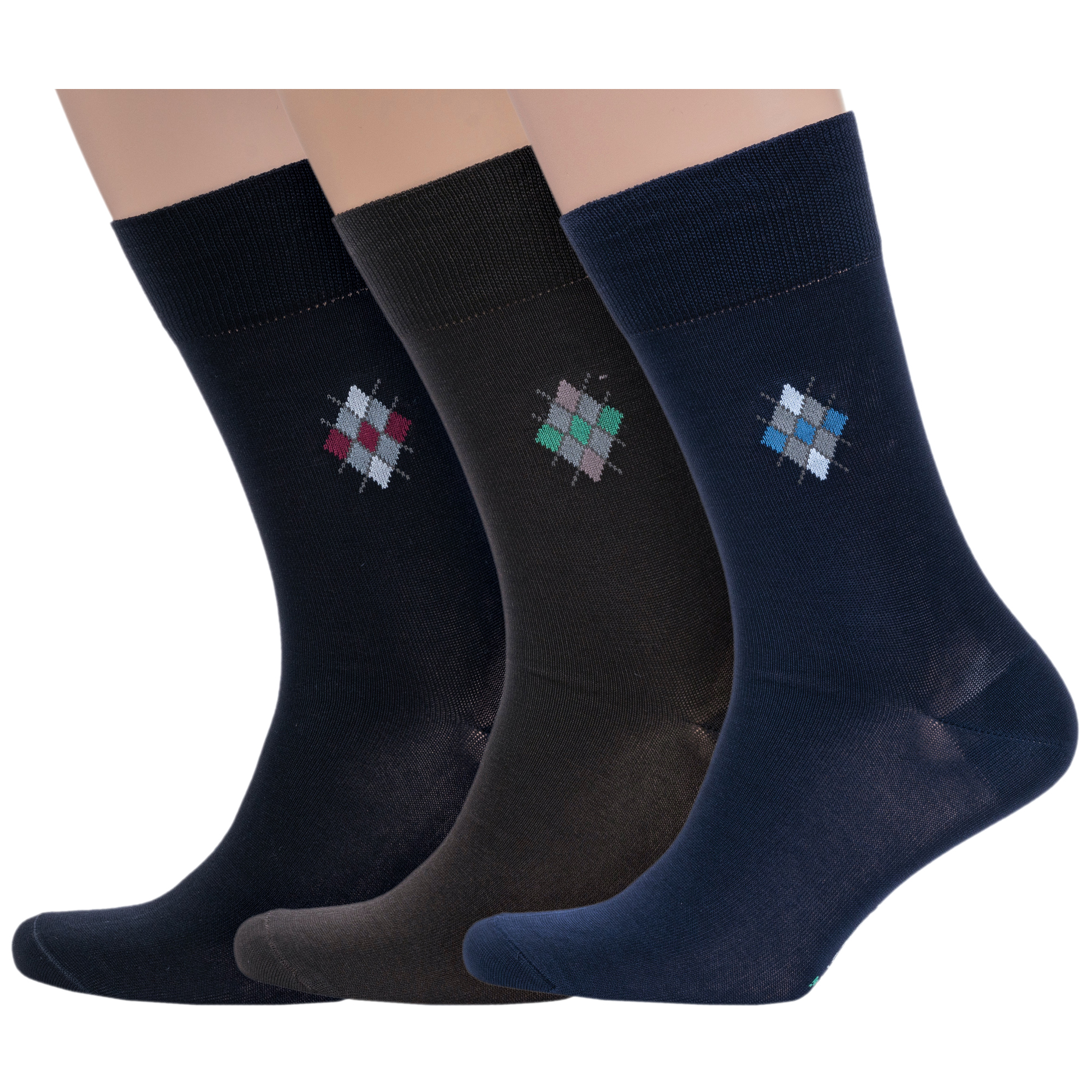 

Комплект носков мужских Grinston socks 3-15D4 разноцветных 25, Черный;коричневый;синий, 3-15D4