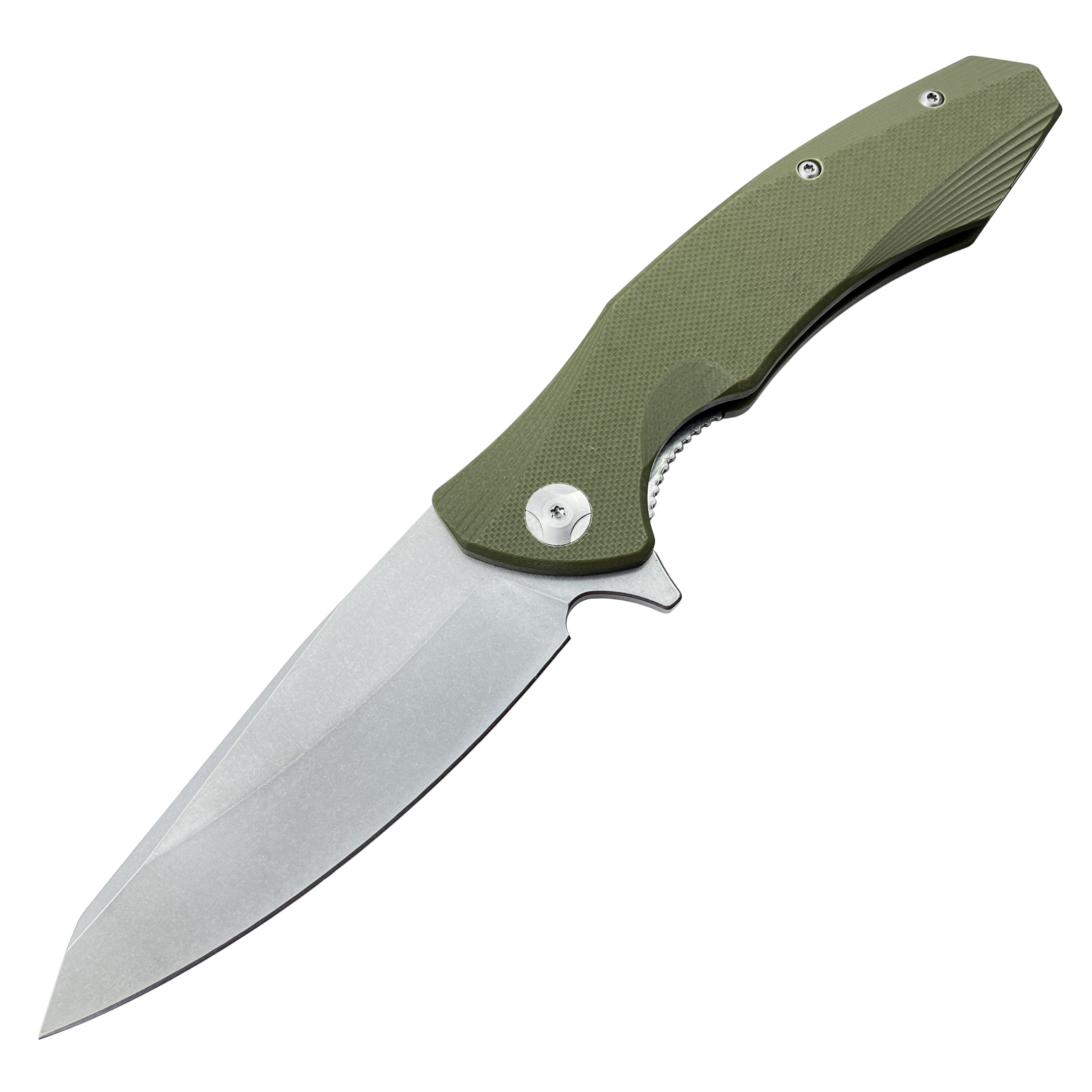 Нож туристический клинок 9,3см, рукоять G10, зеленый