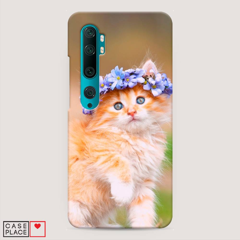 

Пластиковый чехол "Рыжий кот в венке" на Xiaomi Mi Note 10, 37320-1