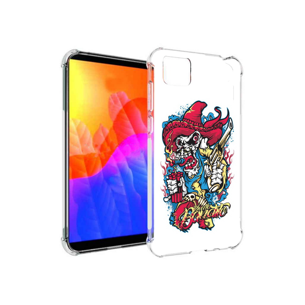

Чехол MyPads нарисованный скелет с писталетом для Honor 9S, Прозрачный, Tocco