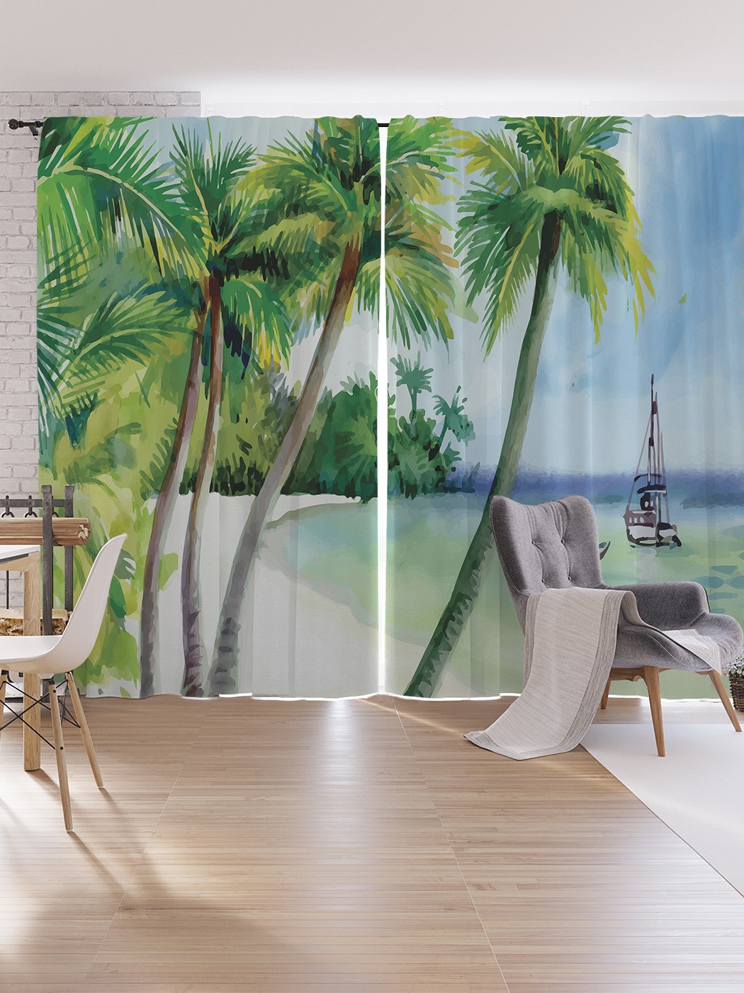 

Шторы под лён JoyArty "Парусник и шлюпка", серия Oxford DeLux, 340х265 см, Парусник и шлюпка