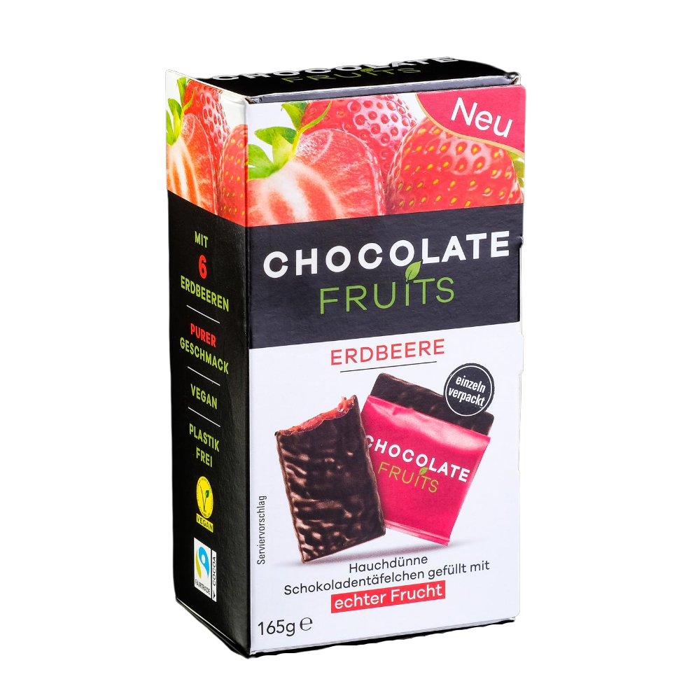 

Шоколад Chocolate Fruits Erdbeere в пластинках с клубничной начинкой 165 г