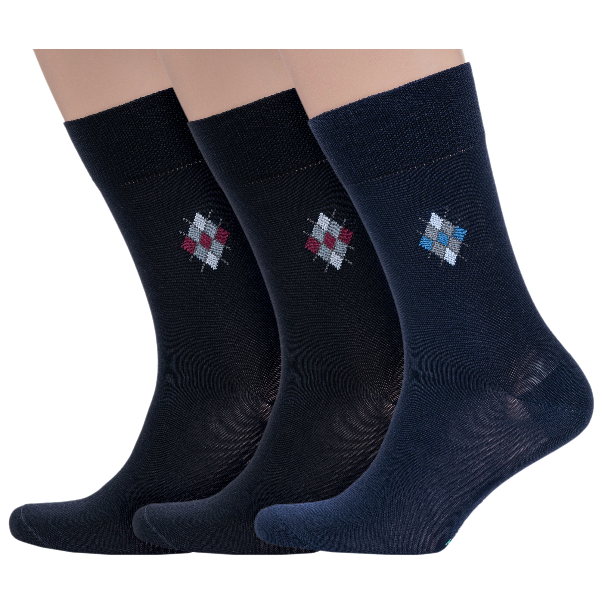 

Комплект носков мужских Grinston socks 3-15D4 разноцветных 25, Черный;синий, 3-15D4