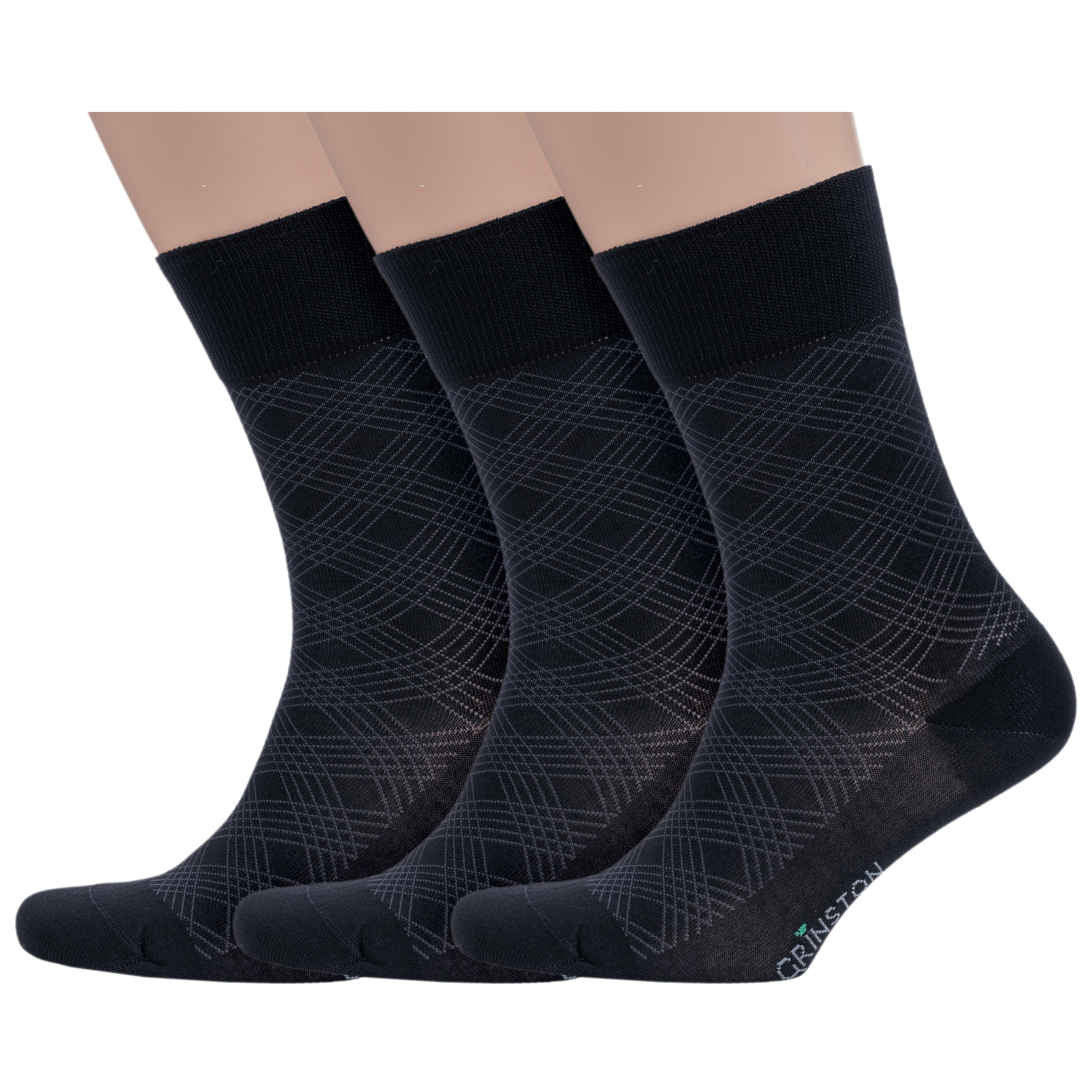 

Комплект носков мужских Grinston socks 3-15D5 черных 25, Черный, 3-15D5