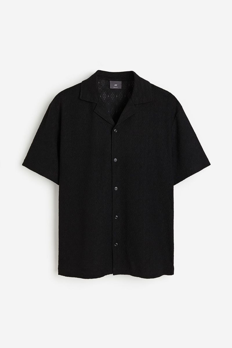 

Рубашка мужская H&M 1219674 черная XL, Черный, 1219674
