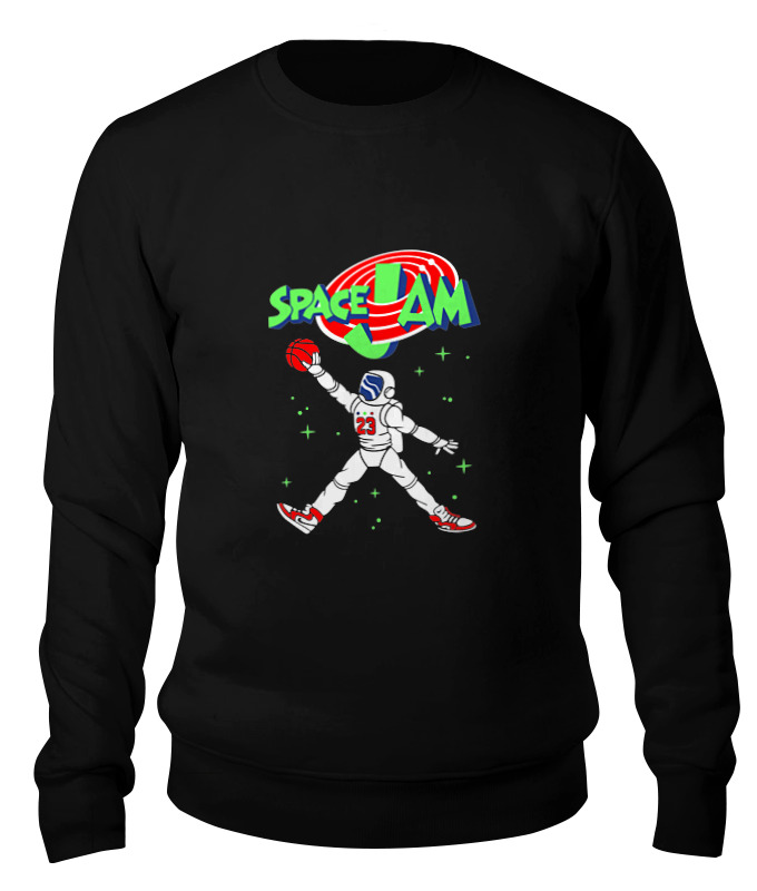

Свитшот унисекс Printio Space jam x jordan черный XL, Space jam x jordan