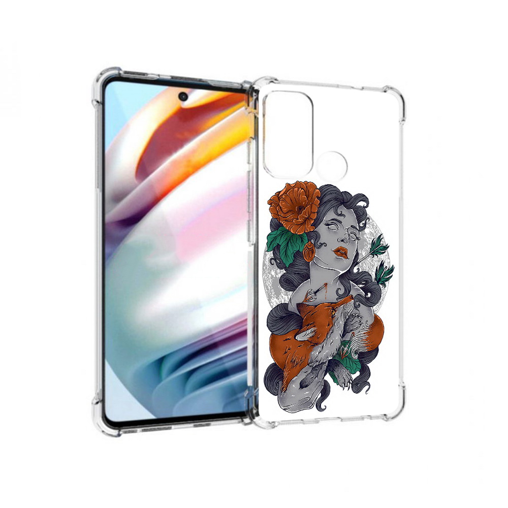 

Чехол MyPads Tocco для Motorola Moto G60 темная девушка с лисой (PT227068.360.639), Прозрачный, Tocco