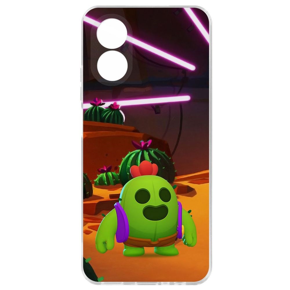 

Чехол-накладка Krutoff Clear Case Brawl Stars-Спайк для Oppo A38 4G, Прозрачный