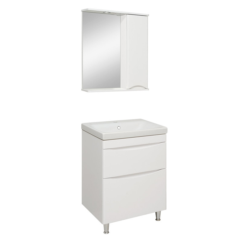 Мебель для ванной Runo / Афина 60 напольная / белый / тумба с раковиной Moduo 60 афина сб 3312 шкаф 2 дверный дуб винченца кашемир серый