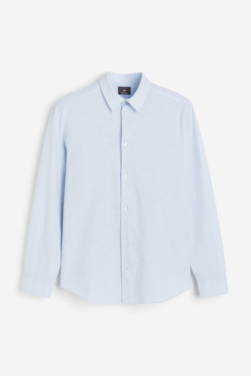 

Рубашка мужская H&M 1213473 голубая 3XL, Голубой, 1213473