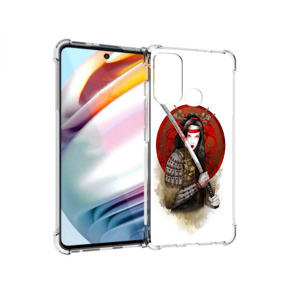 

Чехол MyPads Tocco для Motorola Moto G60 рисованная девушка с катаной (PT227068.360.580), Прозрачный, Tocco